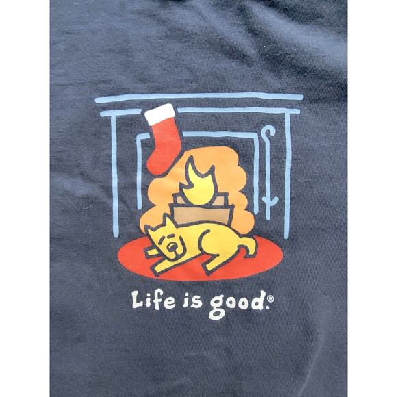 Life is Good Crusher Tee Mens XL Long Sleeve Shirt Dog Puppy Christmas Peace - Picture 1 of 9